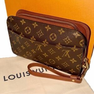Louis Vuitton Classic Orsay Clutch Bag Wristlet w/ COA Box Dust-bag & Strap 🩵